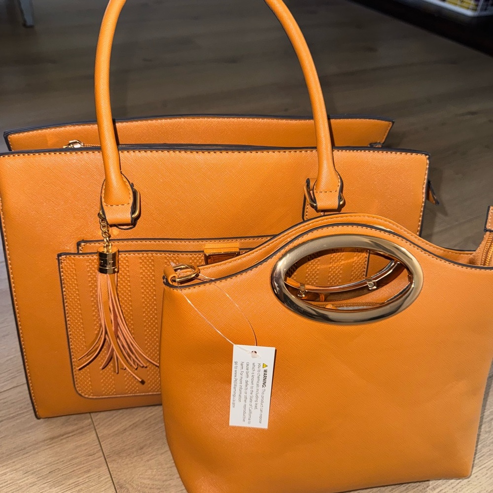Orange Women's Handbag Set